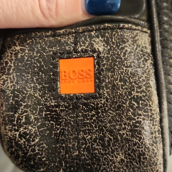 Hugo Boss Black and Tan Buttery Soft Leather Laptop Bag